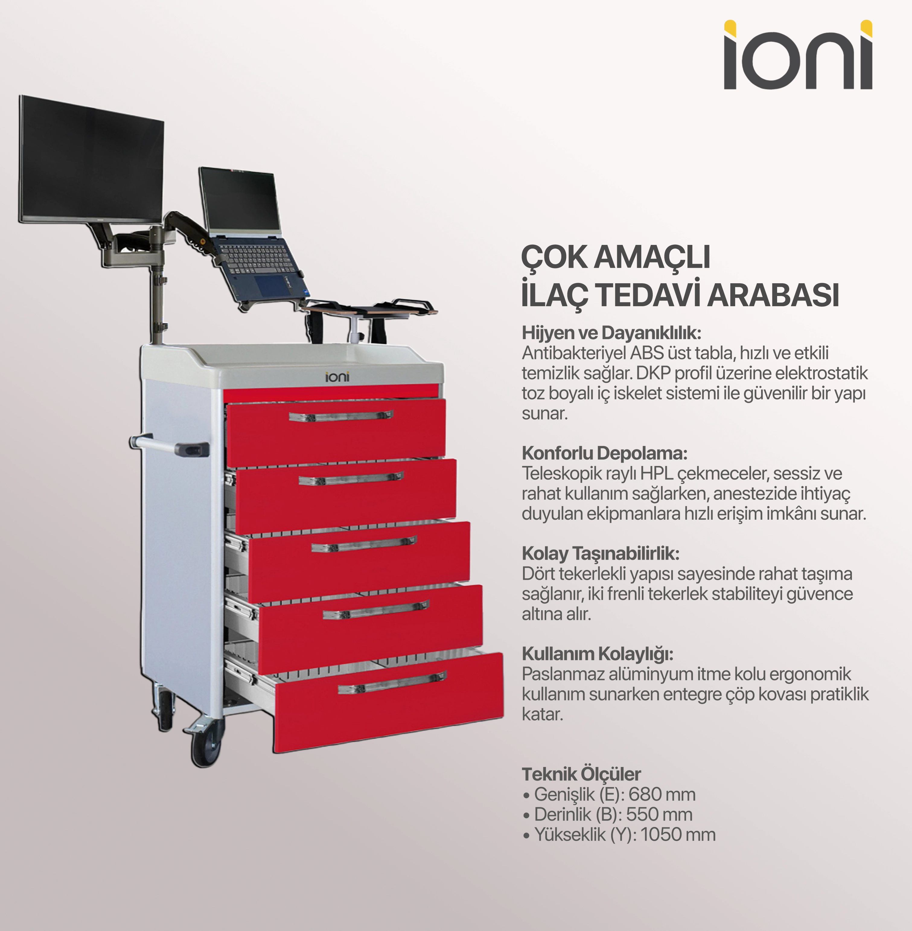  Çok Amaçlı Anestezi İlaç Hazırlama Arabası