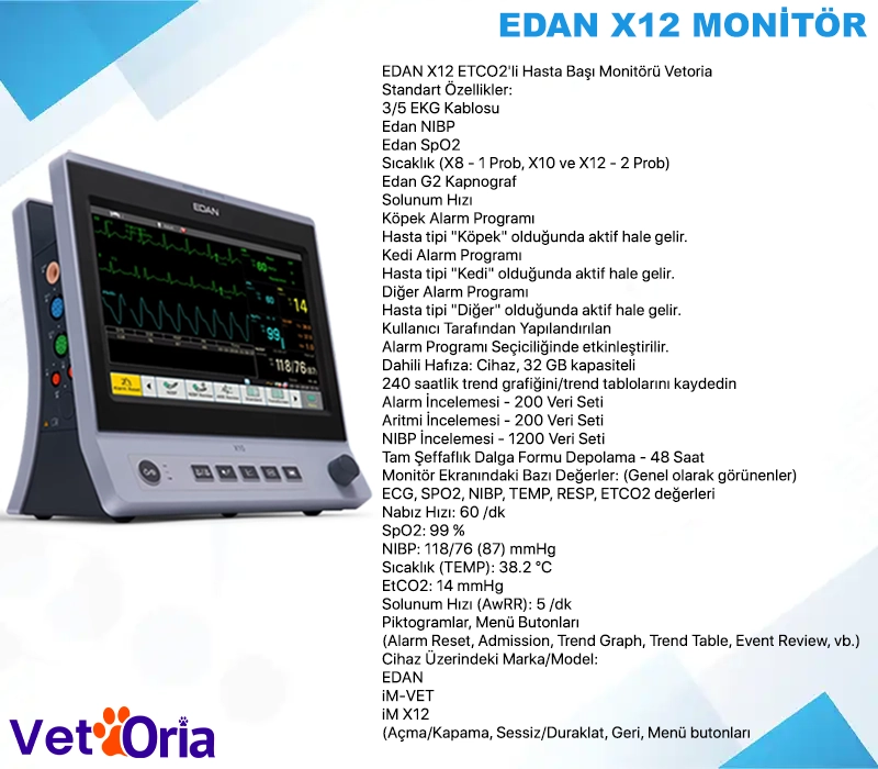  Edan X12 Veteriner Hastabaşı Monitörü