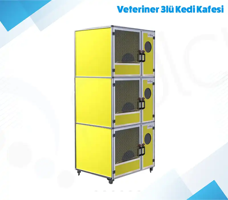 Veteriner 3lü Kedi Kafesi